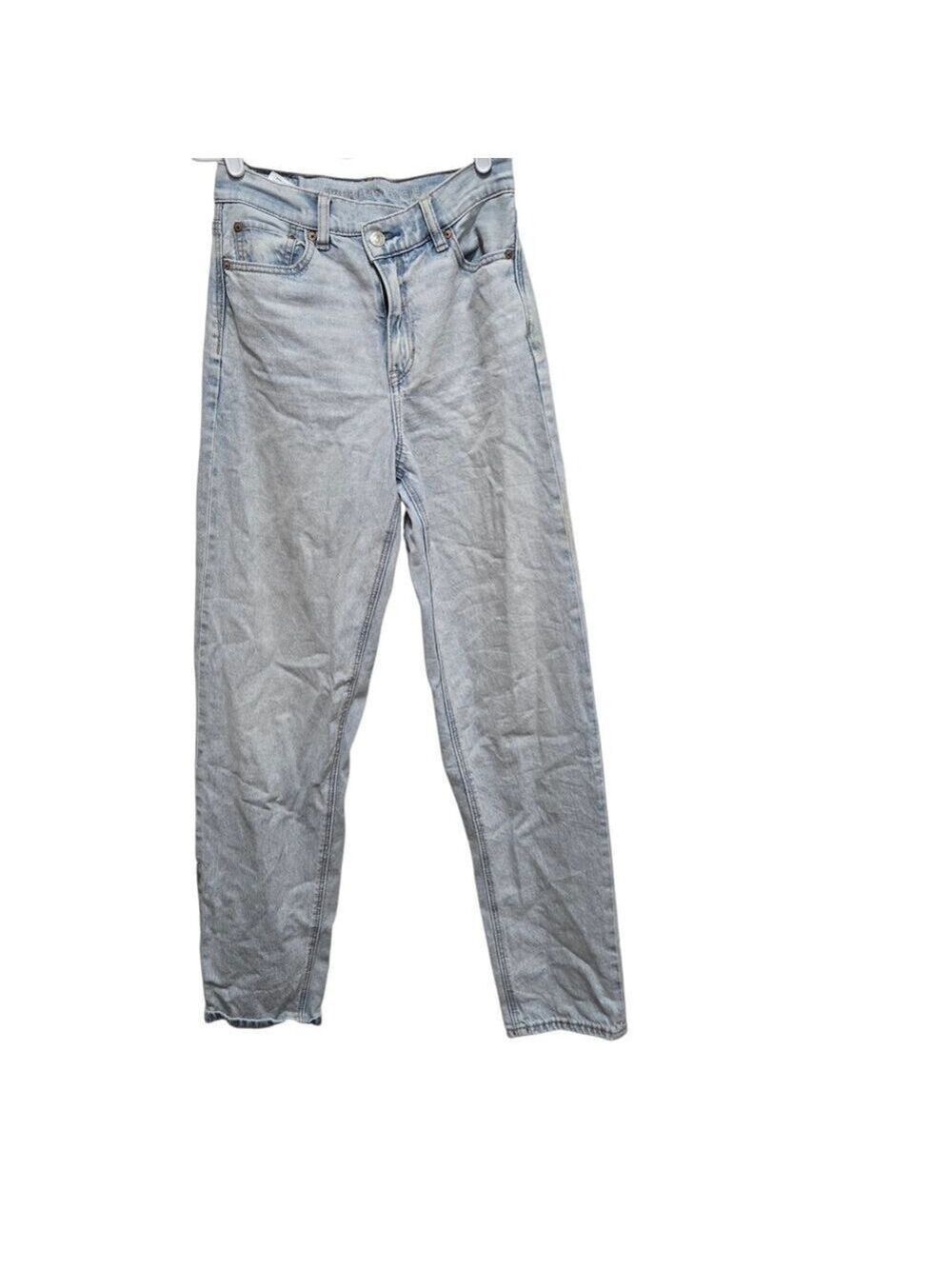 American Eagle High Rise Baggy Straight Jeans Light Wash 0